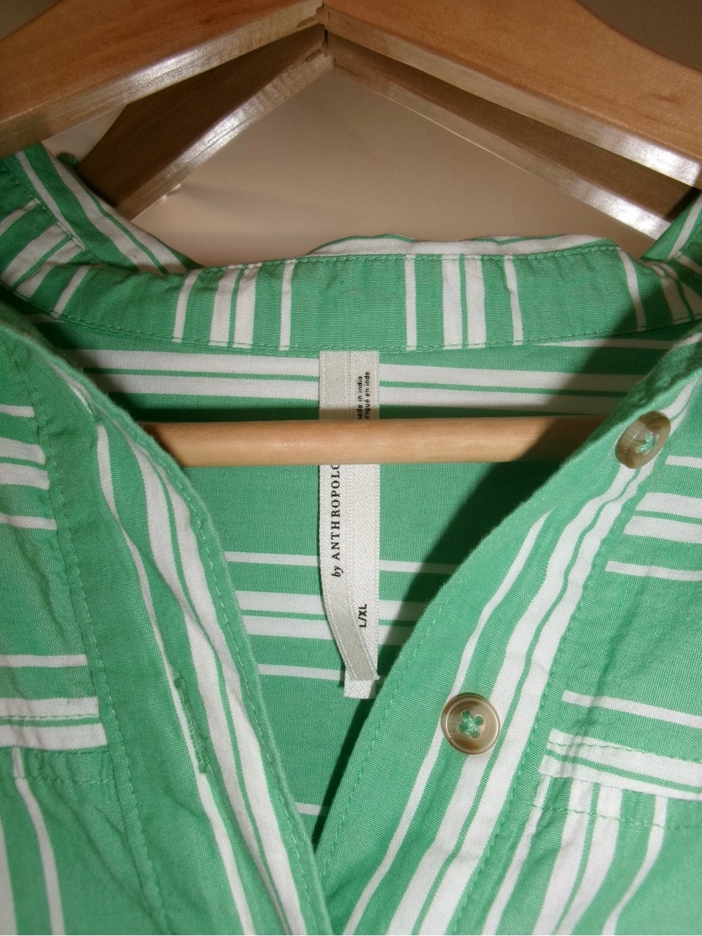 Anthropologie L XL Mint Green Striped Oversized Shirt Dress Beach Cover Up - Picture 2 of 5